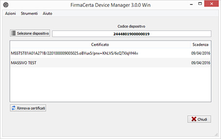Software FirmaCerta Device Manager